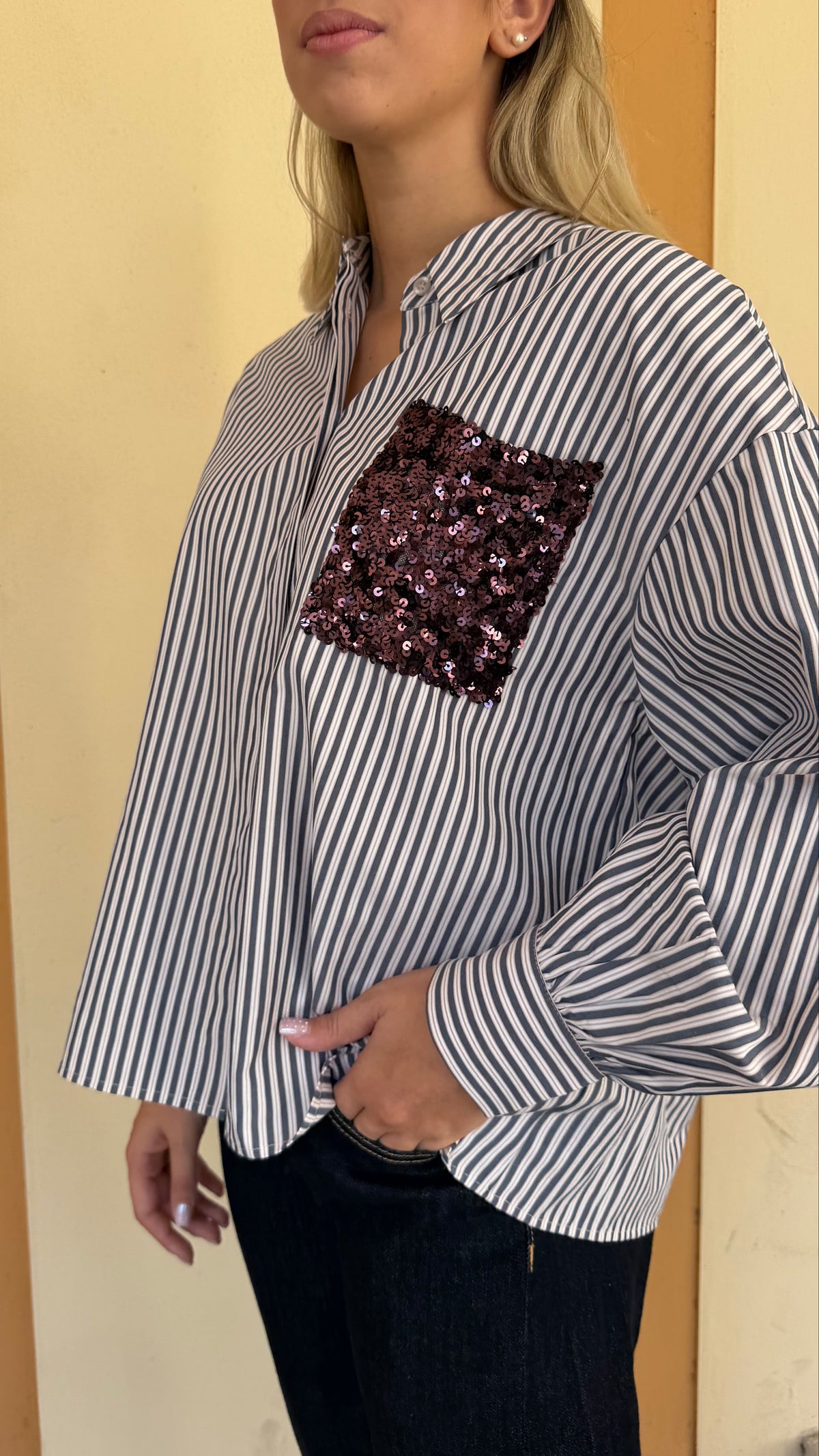 CAMICIA TASCA PAILLETTES