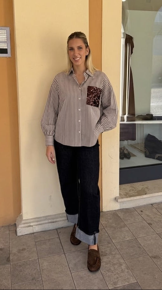 CAMICIA TASCA PAILLETTES